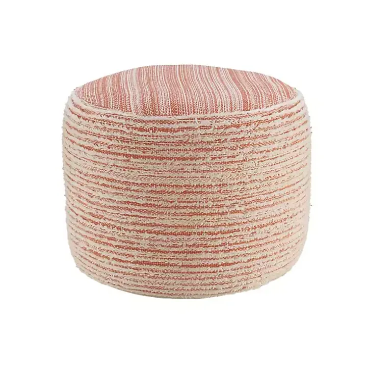 Coral Tropical Textured Distressed Pouf