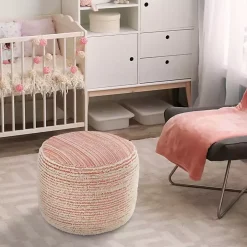 Coral Tropical Textured Distressed Pouf