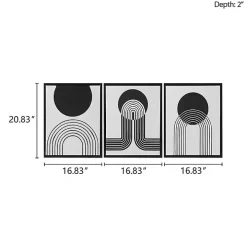 Cosmic Curl Geometric 3-pc. Grayscale Wall Art