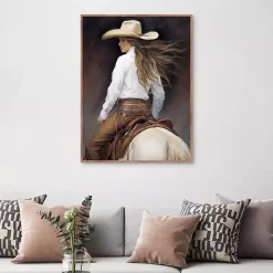 Cowgirl Framed Canvas Art Print