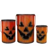 Crackled Metal Jack-O-Lanterns, Set of 3