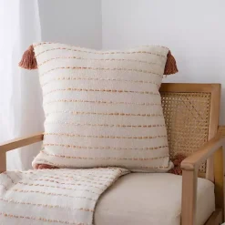 Cream & Terracotta Ombre Dash Throw Pillow