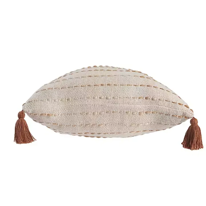 Cream & Terracotta Ombre Dash Throw Pillow