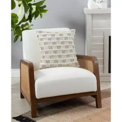 Cream Block Print Throw Pillow