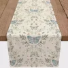 Cream Botanical Butterfly Table Runner, 72 in.