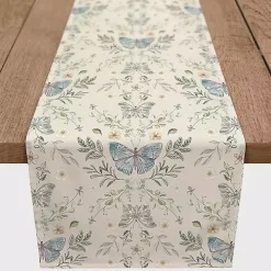 Cream Botanical Butterfly Table Runner, 72 in.