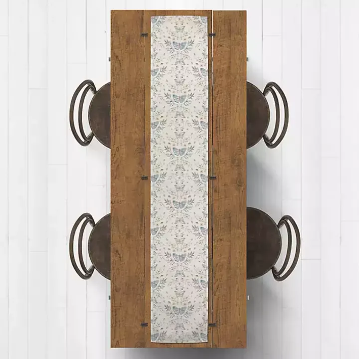 Cream Botanical Butterfly Table Runner, 90 in.