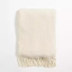 Cream Chenille Ribbed Throw
