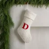 Cream Knit Monogram D Christmas Stocking
