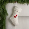 Cream Knit Monogram J Christmas Stocking