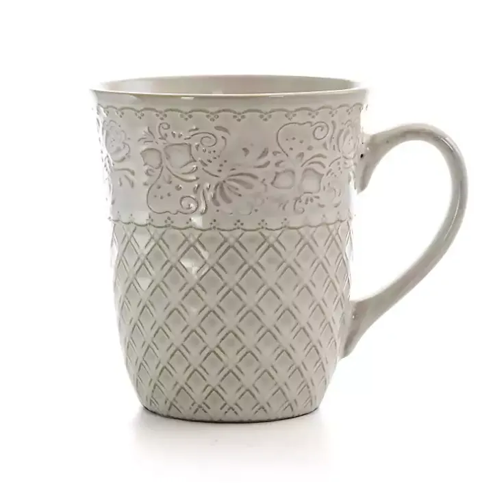 Cream Lotus Pattern 16-pc. Square Dinnerware Set