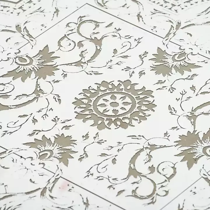 Cream Moroccan Pattern Tray with Gold Edges