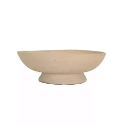 Cream Paper Mache Footed Decorative Bowl
