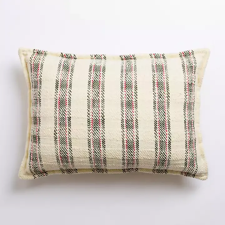 Cream Plaid Lumbar Christmas Pillow