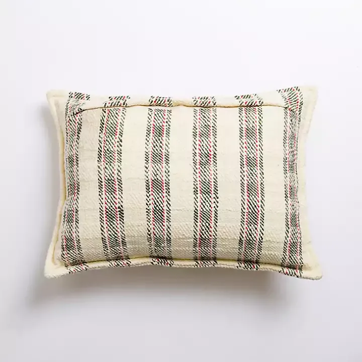 Cream Plaid Lumbar Christmas Pillow