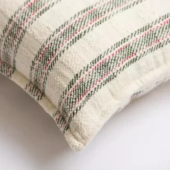 Cream Plaid Lumbar Christmas Pillow