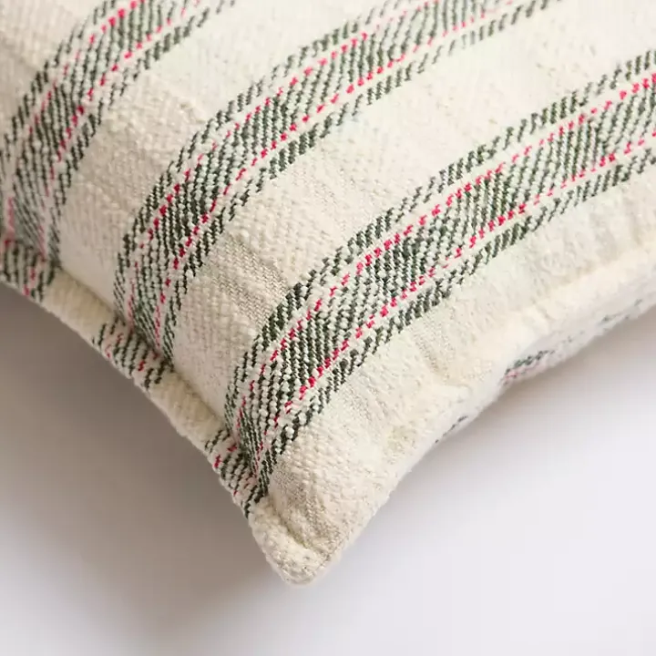 Cream Plaid Lumbar Christmas Pillow