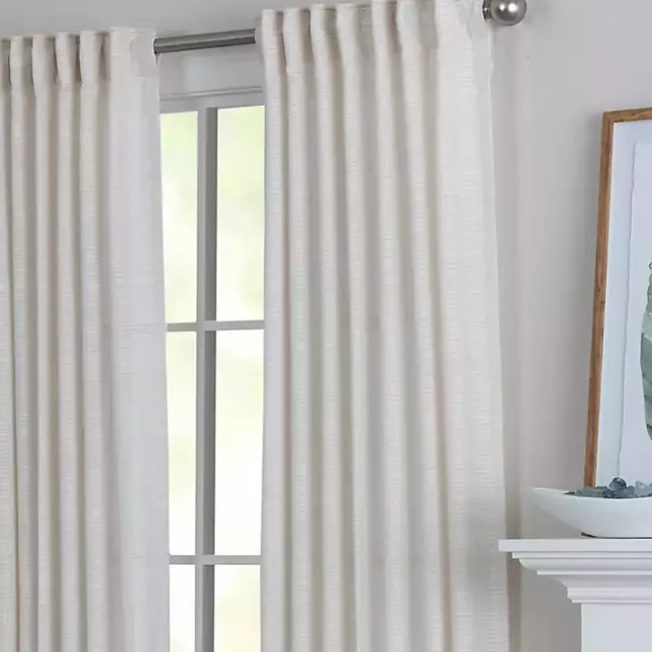 Cream Solid Pleated Single Curtain Panel, 84 in.