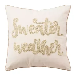 Cream Sweater Weather Throw Pillow
