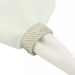 Cream Woven Rattan Oval Napkin Rings, Set of 4