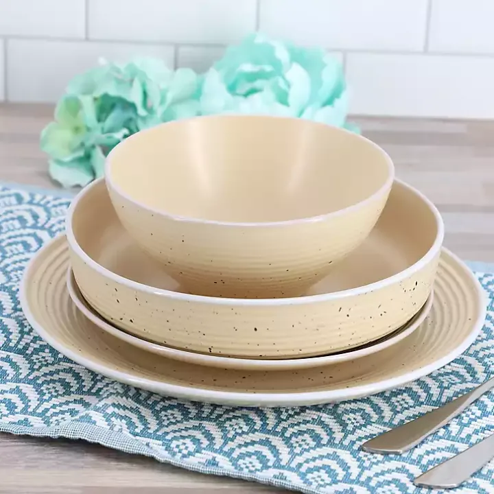 Cream Yellow Emilia Stoneware 16pc. Dinnerware Set