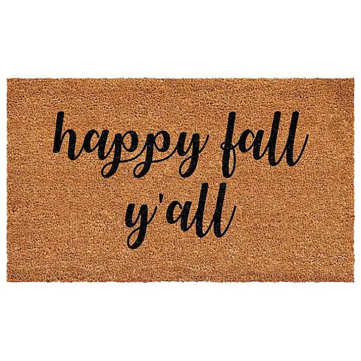 Cursive Happy Fall Y'all Coir Doormat, 17x29