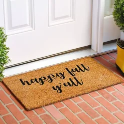 Cursive Happy Fall Y'all Coir Doormat, 17x29