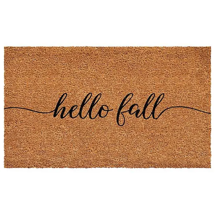 Cursive Hello Fall Coir Doormat, 17x29