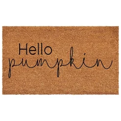 Cursive Hello Pumpkin Fall Coir Doormat