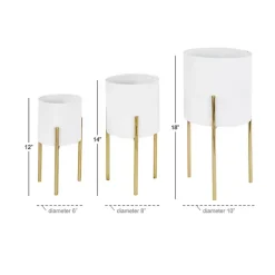 Daisy White Modern Iron Planters, Set of 3