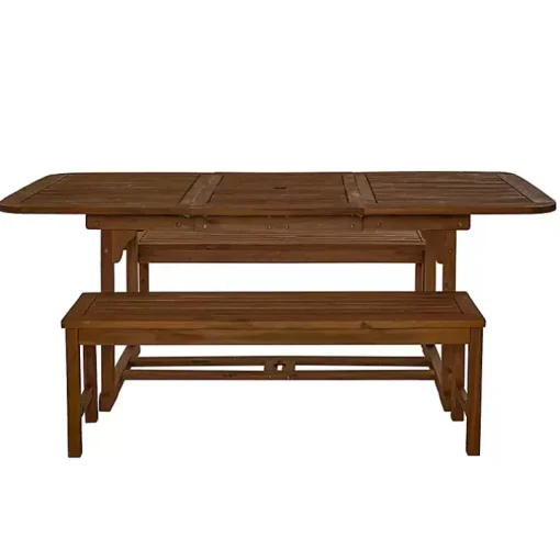 Dark Brown Acacia Wood 3-pc. Outdoor Dining Set