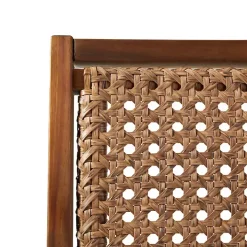 Dark Brown Wood and Rattan Outdoor Chair