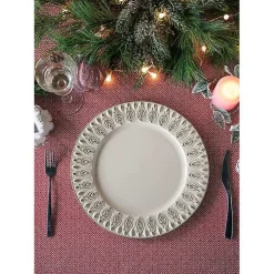 Dark Cream Plume Border Chargers, Set of 4