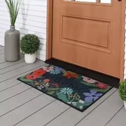 Dark Floral Welcome Rubber Doormat