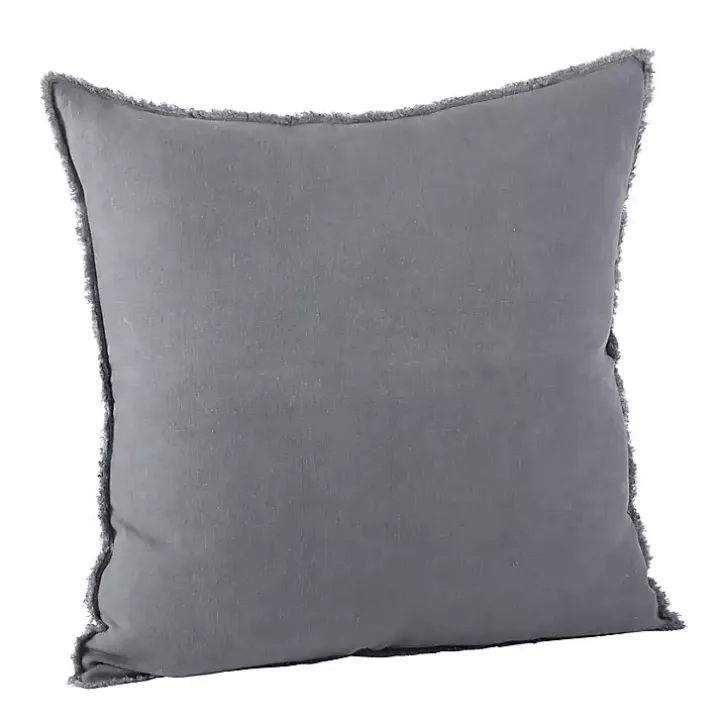 Dark Gray Fringed Edge Pillow