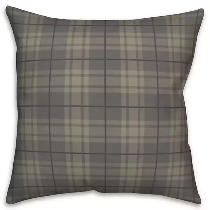 Dark Gray Plaid Indoor/Outdoor Pillow