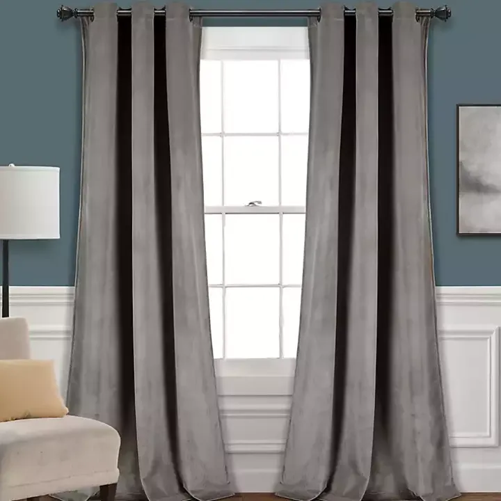 Dark Gray Prima Velvet Curtain Panel Set, 108 in.