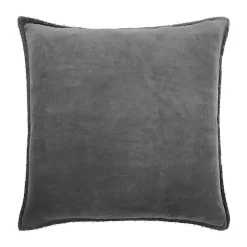 Dark Gray Solid Cotton Pillow, 22 in.