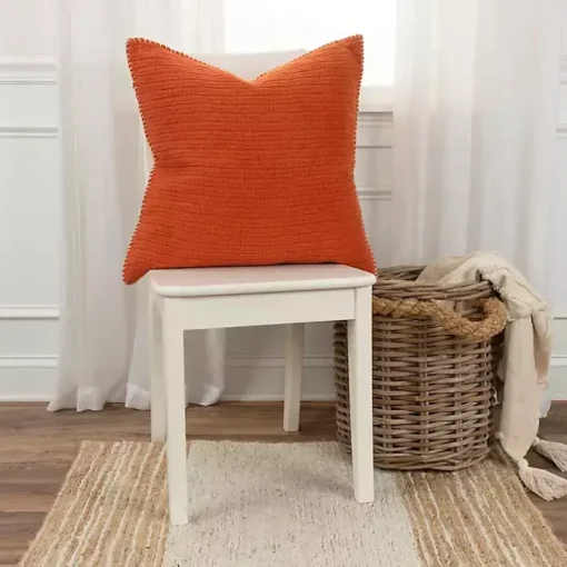 Dark Orange Subtle Striped Oversized Pillow