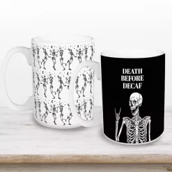 Death Before Decaf Halloween Mugs, Set of 2