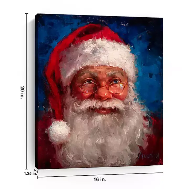 Deep Blue Santa Portrait Canvas Art Print