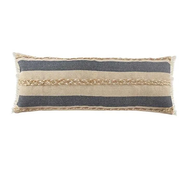 Denim Blue Braided Stripe Lumbar Pillow