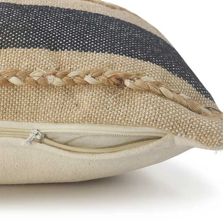 Denim Blue Braided Stripe Lumbar Pillow