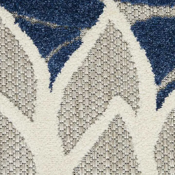 Denim Floral Burst Round Outdoor Area Rug