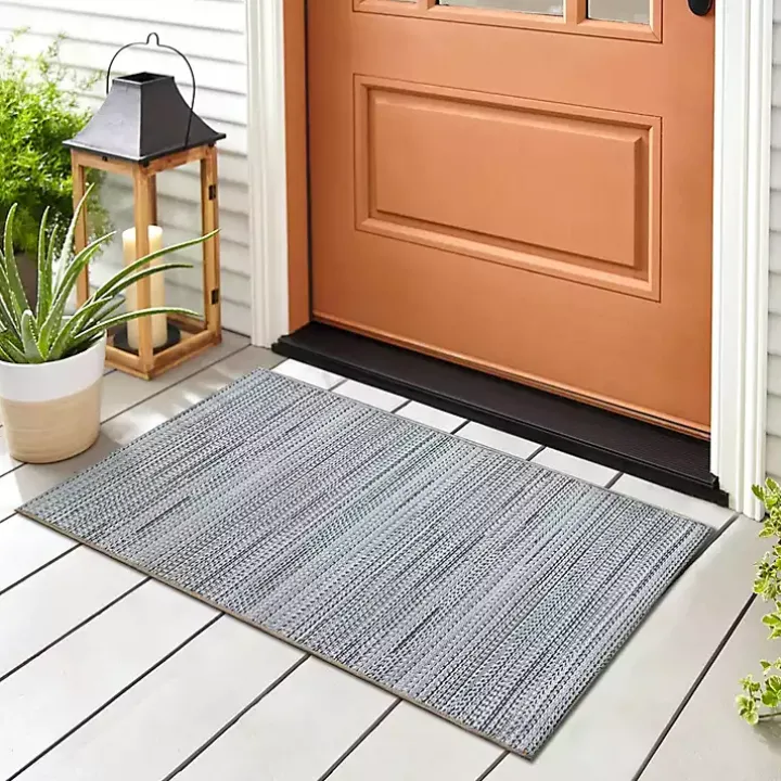 Denim Woven Lines Indoor/Outdoor Accent Rug, 2x2