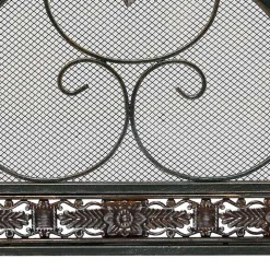 Distressed Fleur De Lis Three-Panel Fire Screen