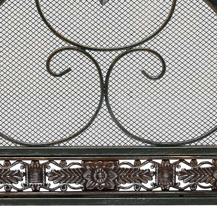 Distressed Fleur De Lis Three-Panel Fire Screen