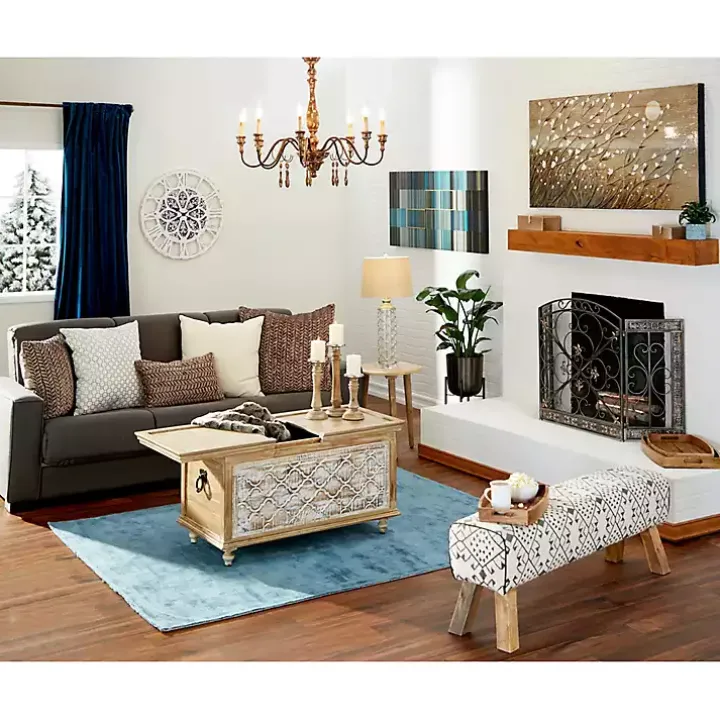 Distressed Fleur De Lis Three-Panel Fire Screen