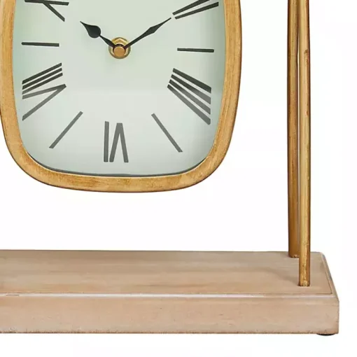 Distressed Gold Frame Square Tabletop Clock