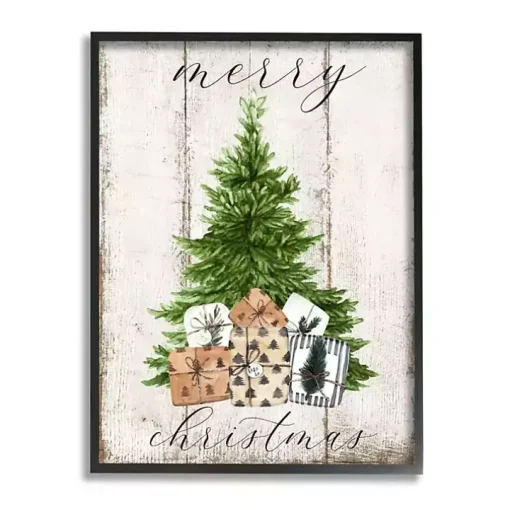 Distressed Merry Christmas Tree Wall Plaque
